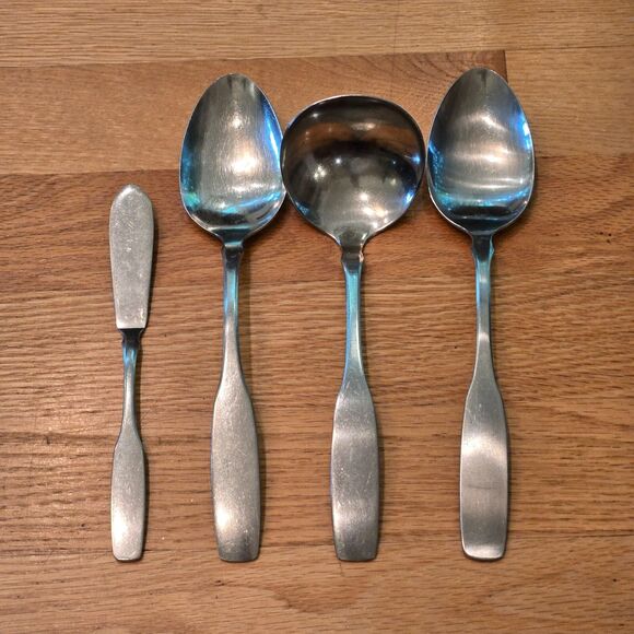 Oneida Community PAUL REVERE Stainless 4 P Serving Casserole spoons Ladle Butter - Picture 1 of 3